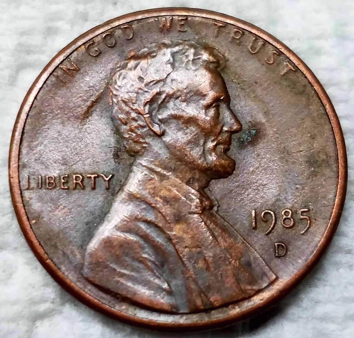 1985-D-Lincoln-Large-Crease/Crack-On-Obverse?